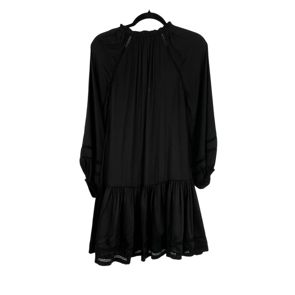 Cleobella Women's Black Bohemian Loose Fit Long Sleeve Tassel Tie Dress Size XS - Picture 2 of 10